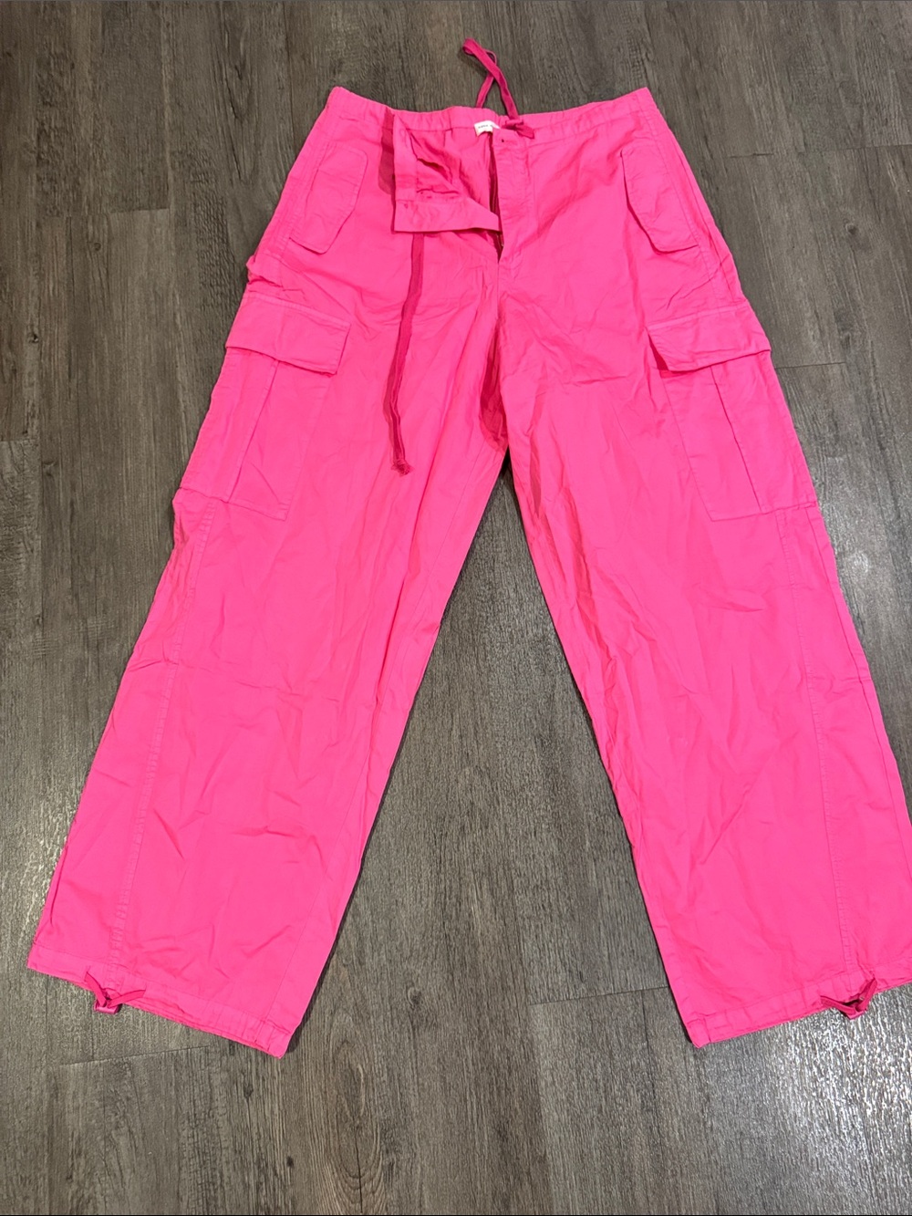 Good American Neon Pink Cargo Wide-Leg Pants